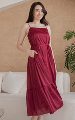 Tatum Maxi Padded Maternity Dress in Red