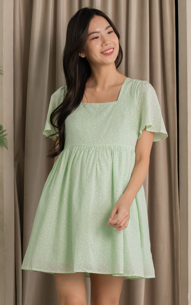 Wren Floral Nursing Dress in Green